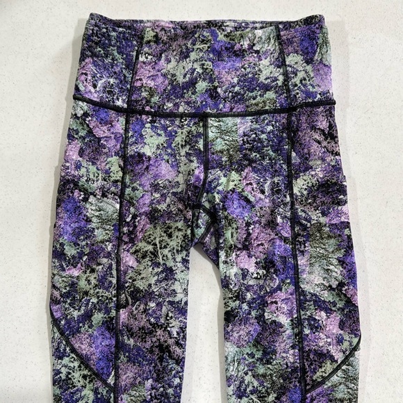 Lululemon Fast & Free Cropped Leggings Purple Iris Size 4 Nulux Fabric - Picture 13 of 13